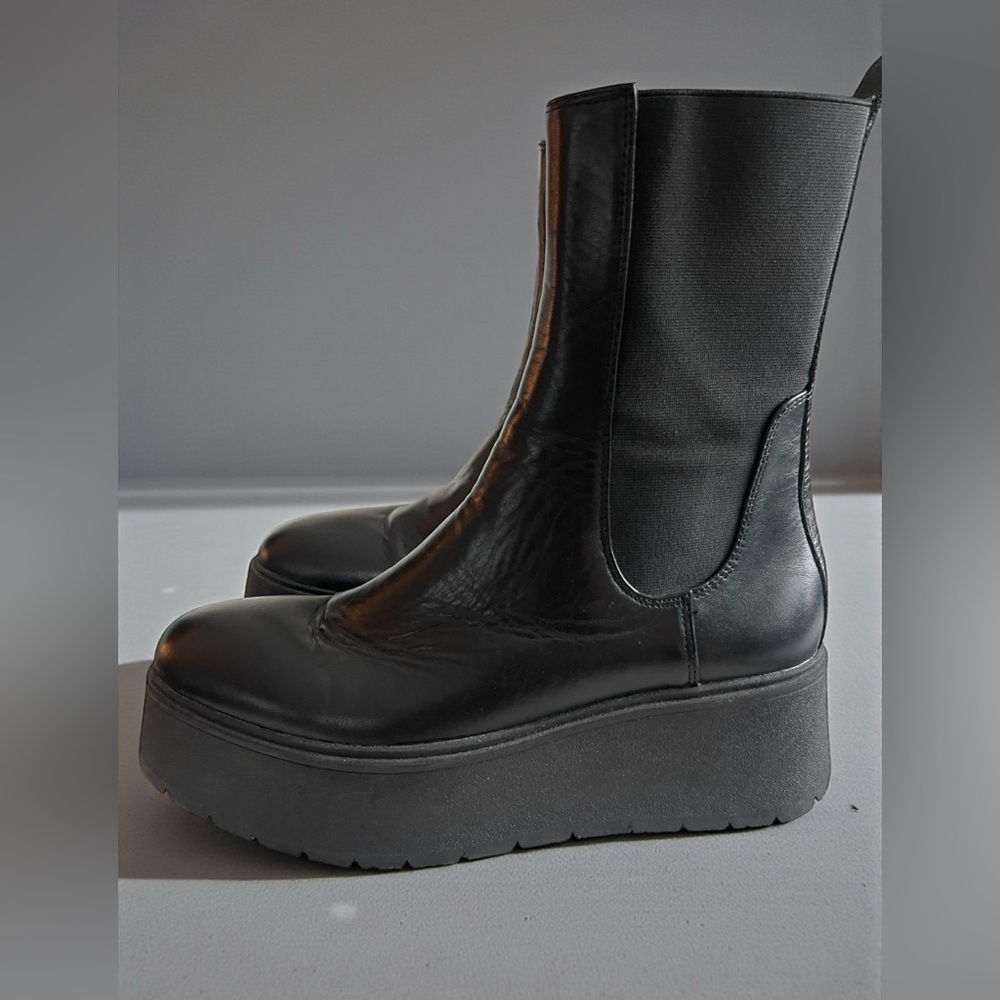 ZARA Black Platform Chelsea Boots Chunky Lug Sole Goth Womens EU 38